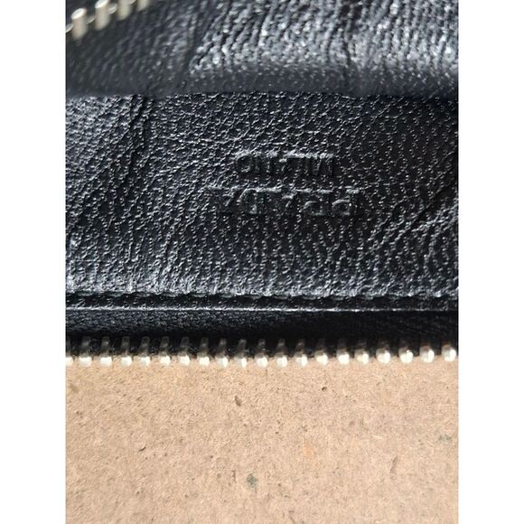 Prada Bellhop Zipped Key Holder Wallet in Black Saffiano Leather